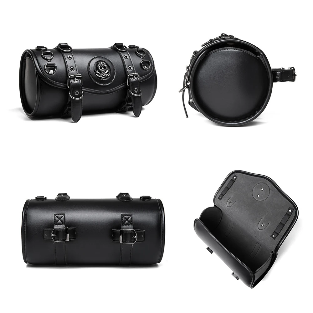 Motorcycle Saddlebag Leather Too PouchesStorage Suitable for Front Fork&Handlebar, RoadTrip Essential, Daily Commute