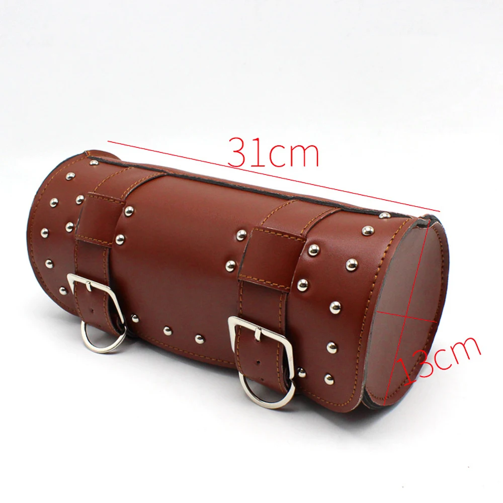 Motorcycle Saddlebag Leather Too PouchesStorage Suitable for Front Fork&Handlebar, RoadTrip Essential, Daily Commute