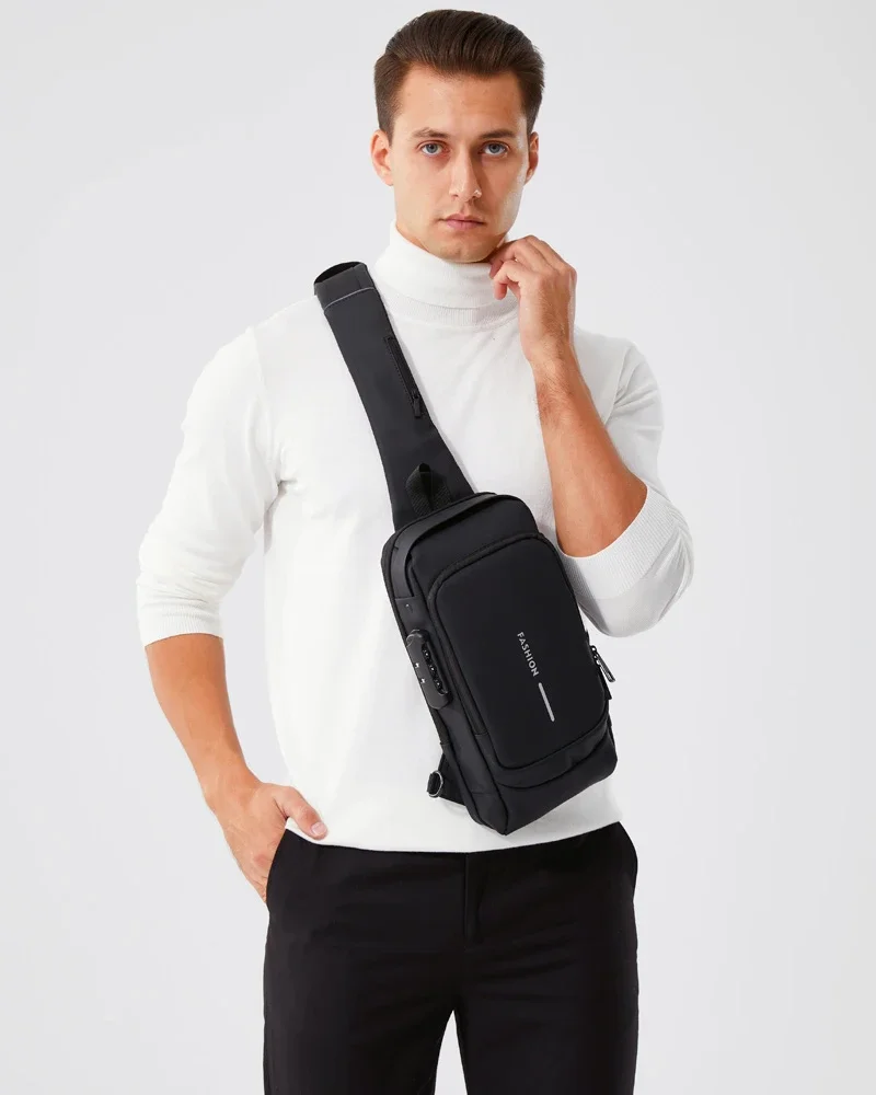 2025 Large Capacity Brand Waist Packs Bag Men Crossbody Bag PU Leather Anti-Theft Shoulder Bag Multifunctional Unisex Chest Bag