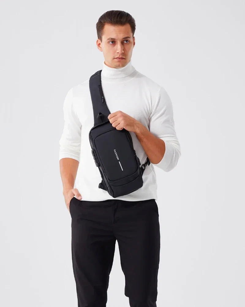 2025 Large Capacity Brand Waist Packs Bag Men Crossbody Bag PU Leather Anti-Theft Shoulder Bag Multifunctional Unisex Chest Bag