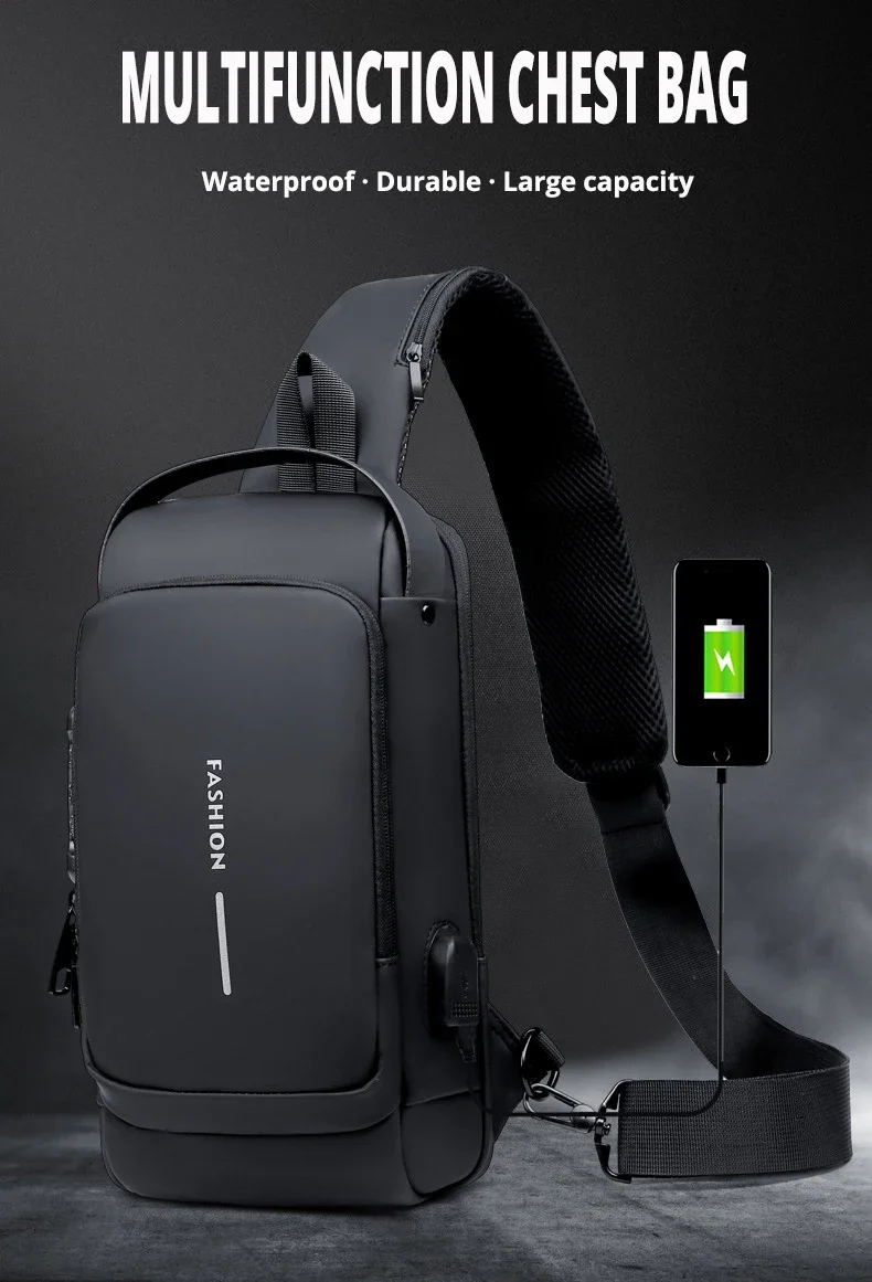 2025 Large Capacity Brand Waist Packs Bag Men Crossbody Bag PU Leather Anti-Theft Shoulder Bag Multifunctional Unisex Chest Bag