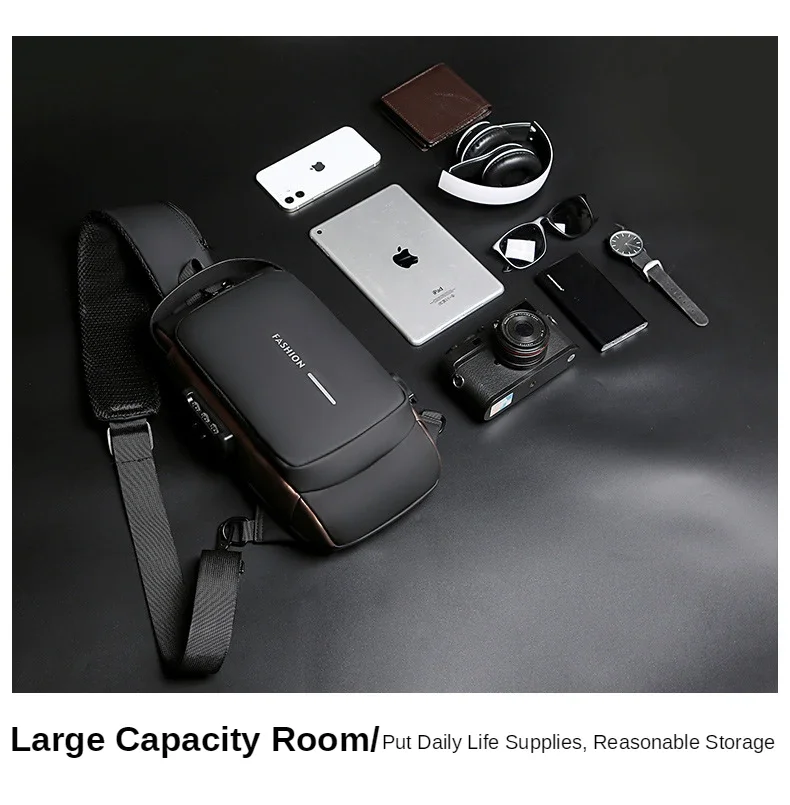 2025 Large Capacity Brand Waist Packs Bag Men Crossbody Bag PU Leather Anti-Theft Shoulder Bag Multifunctional Unisex Chest Bag