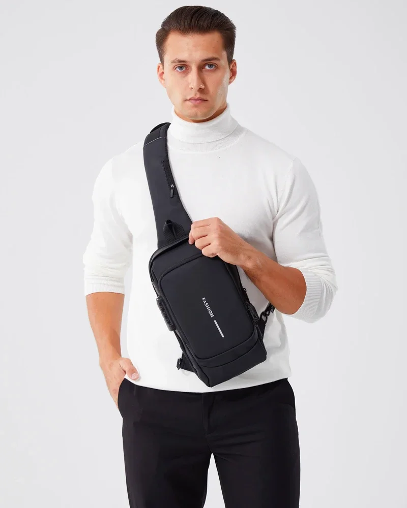 2025 Large Capacity Brand Waist Packs Bag Men Crossbody Bag PU Leather Anti-Theft Shoulder Bag Multifunctional Unisex Chest Bag