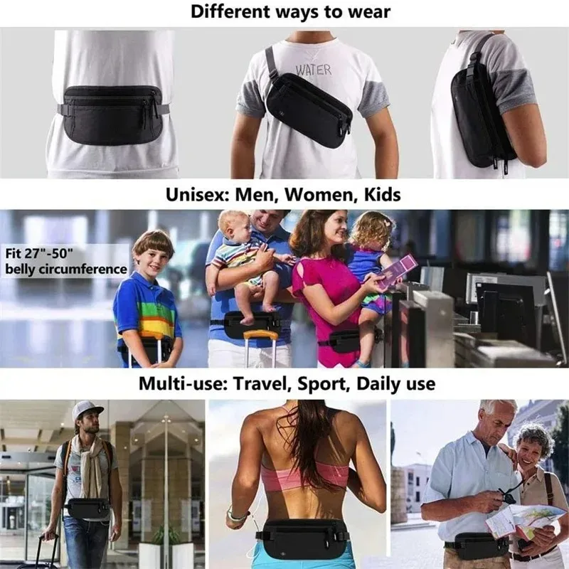 Running Waist Bag, Invisible Travel Waist Bag, Passport, Money Belt Bag, Hidden Safe Wallet, Gift Bag, Money Bag
