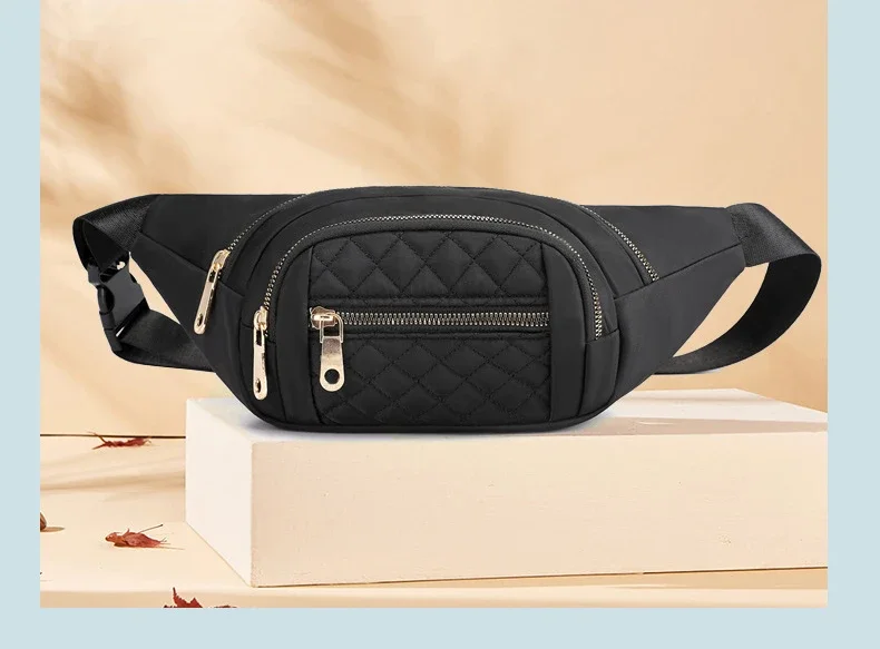 Simple Nylon Waist Bag, Multi Zipper Chest Bag, Casual Crossbody Fanny Pack For Outdoor Sport Running Hiking Cycling