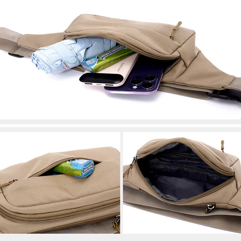 Unisex Men Waist Bag Pack Purse Casual Large Phone Belt Bag Pouch Women's Canvas Travel Phone Bag Fanny Banana Bag Hip 3 Pockets