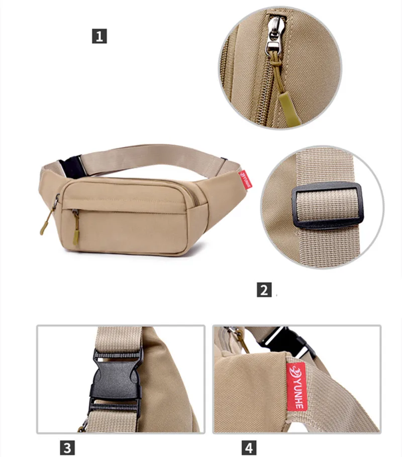 Unisex Men Waist Bag Pack Purse Casual Large Phone Belt Bag Pouch Women's Canvas Travel Phone Bag Fanny Banana Bag Hip 3 Pockets