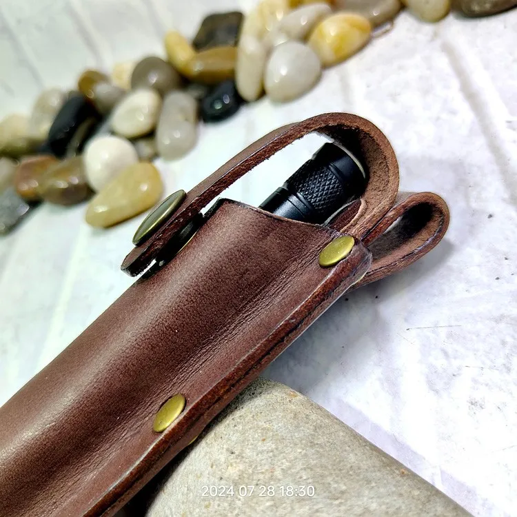 Portable Outdoor EDC Tactical Pencil Sheath Case Insulin Injection Pen Bag Waist Bag Leather Belt Pack Hand-made Customized MF