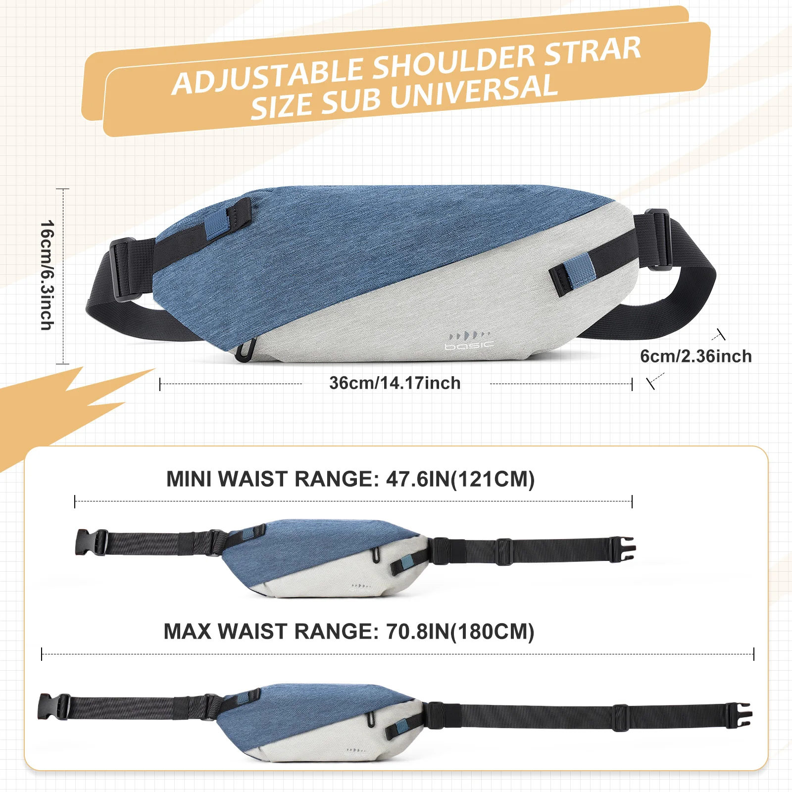 Fashionable Trendy Crossbody Bag, Shoulder Bag for Women and Men, Belt Bag for Travel, Sports, Running Mobile Phones Waist Bag