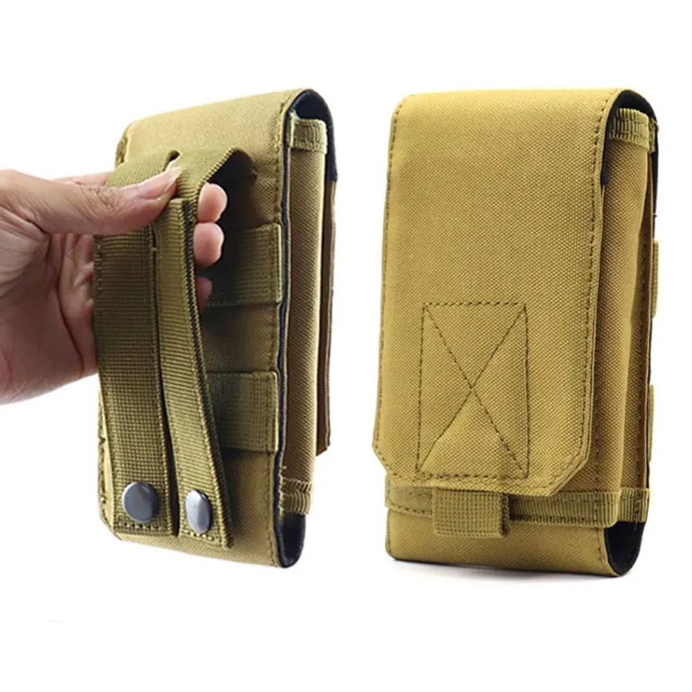 1Pc Outdoor Molle System Tactical Camouflage Mini Nylon Waist Pack 6in Phone Holder Sport Waist Bag Outdoor Sports Phone Bag