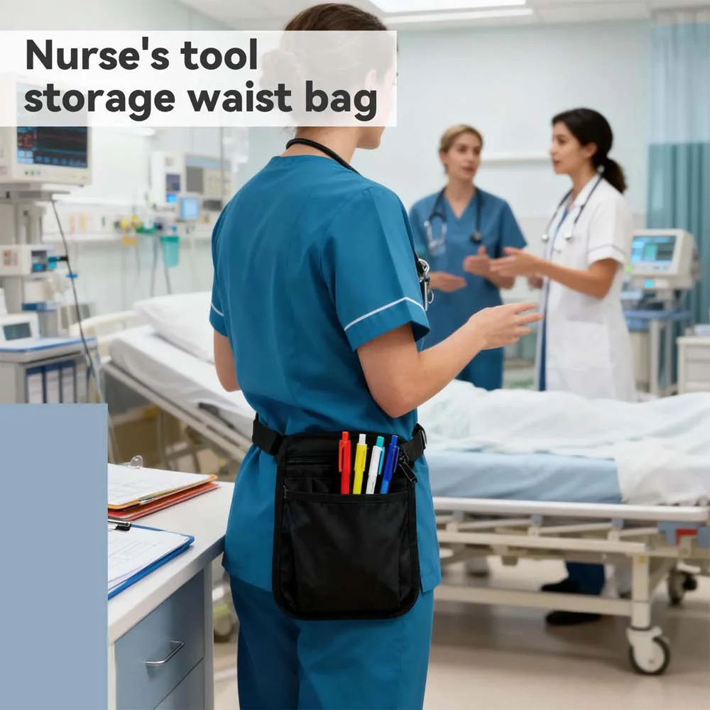 Nurse Waist Bag Multifunctional Tool Storage Waist Bag Barber Tool Makeup Brush Storage Bag Large Capacity Adjustable Waist Belt