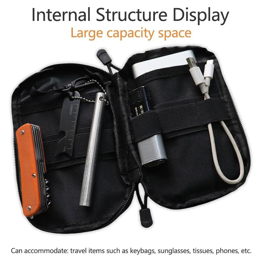 Tactical MOLLE Storage Waist Bag EDC Portable Partition Layer Design Coin Purse Key Storage Bag, Outdoor Sports Phone Waist Bag