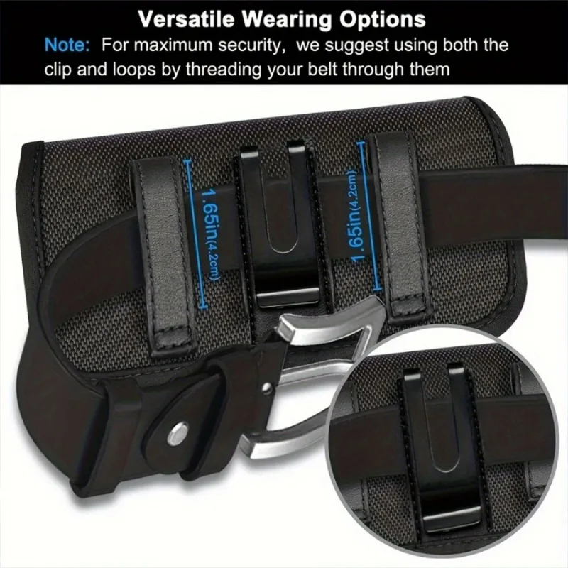 Fashion Simple Black Waist Belt Hanging Mobile Phone Bag Card Money License Case Stylish Multi-functional Men's Belt Bag