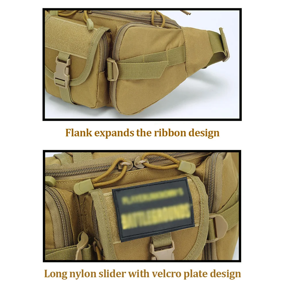 Outdoor Tactical Waist Bag Fashionable and Multifunctional Slanted Chest Bag Large-Capacity Multi-Compartment Nylon Waist Packs