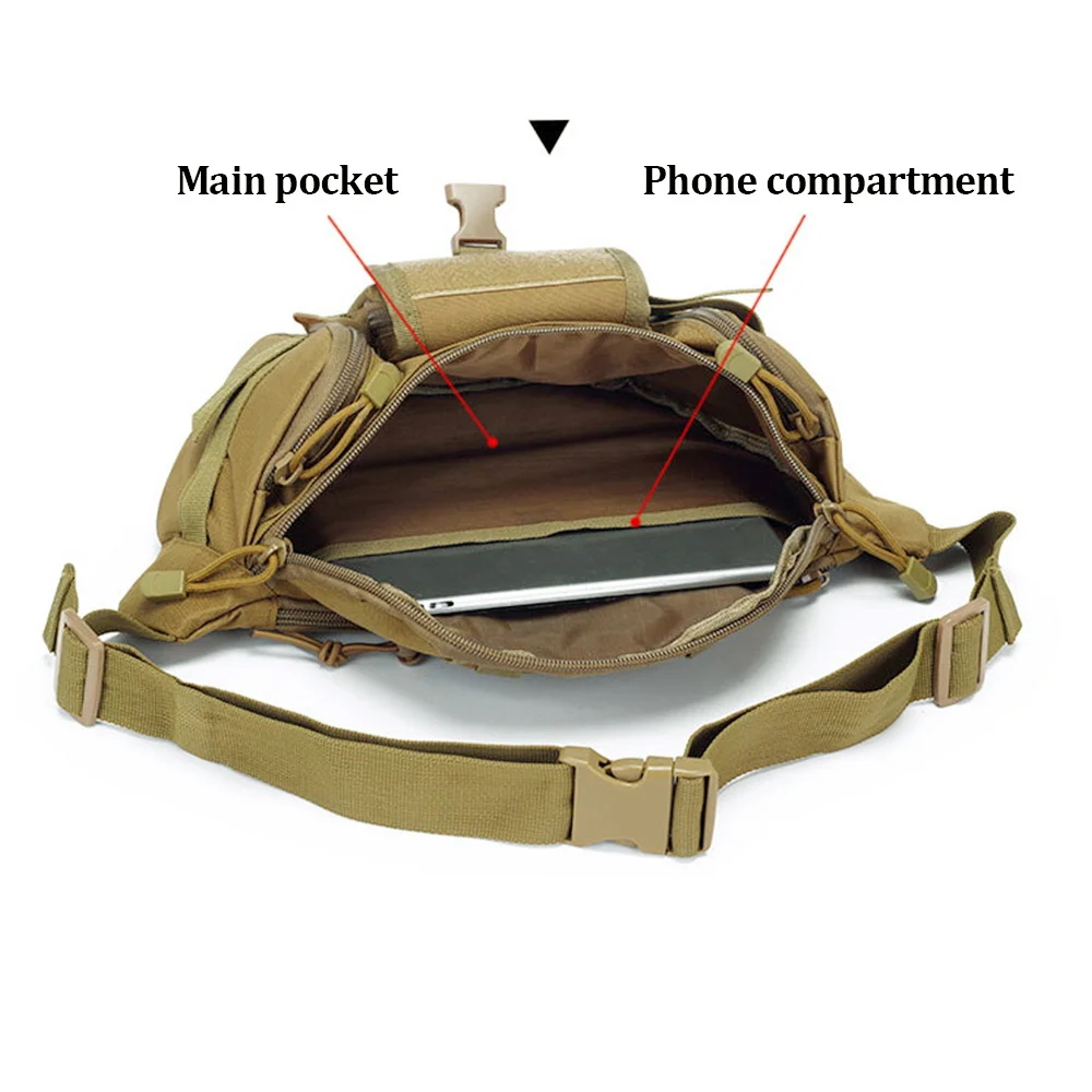 Outdoor Tactical Waist Bag Fashionable and Multifunctional Slanted Chest Bag Large-Capacity Multi-Compartment Nylon Waist Packs