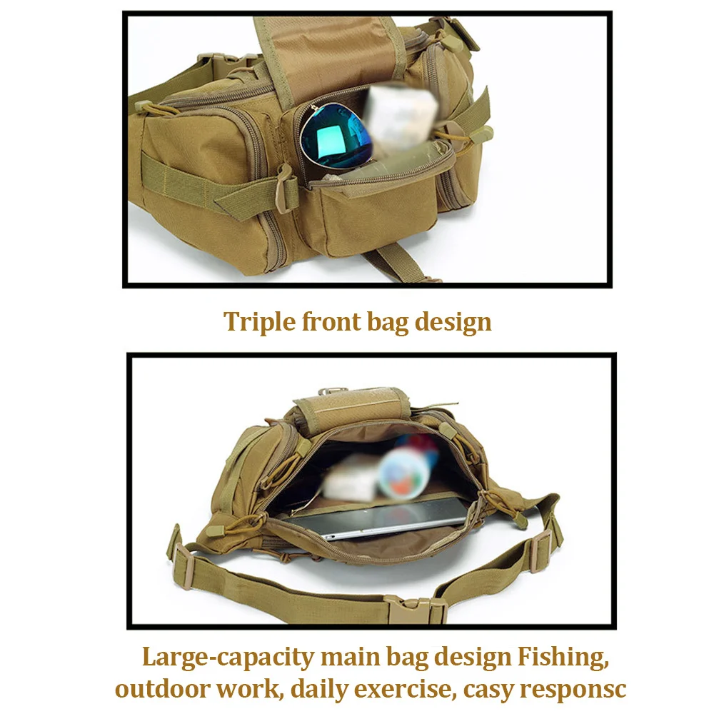 Outdoor Tactical Waist Bag Fashionable and Multifunctional Slanted Chest Bag Large-Capacity Multi-Compartment Nylon Waist Packs