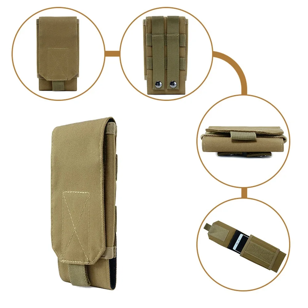 1Pc Outdoor Molle System Tactical Camouflage Mini Nylon Waist Pack 6in Phone Holder Sport Waist Bag Outdoor Sports Phone Bag