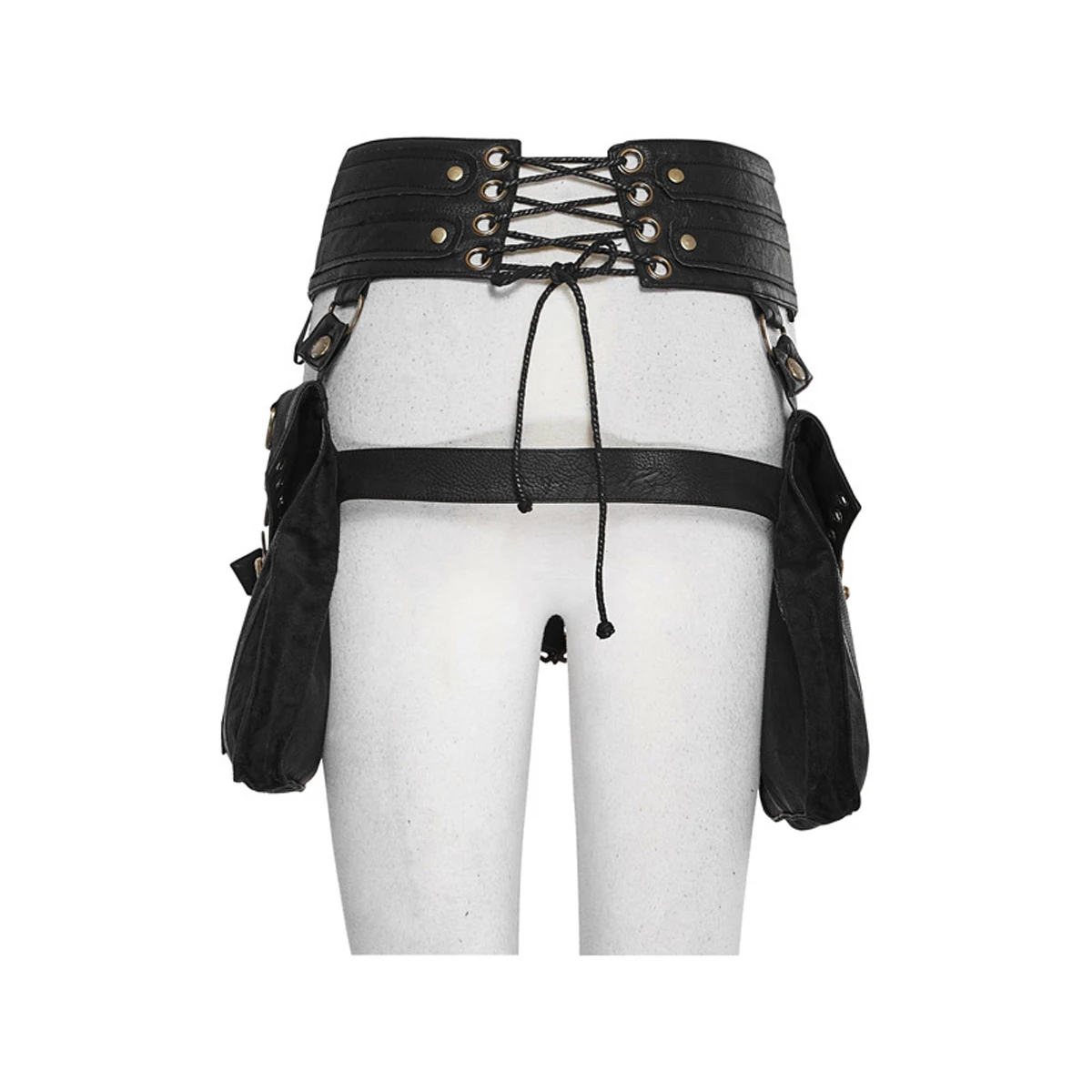 Steampunk PU Leather Women's Bag Retro Waist Bag Rivet Stitching Heavy-duty Design Belt Adjustable