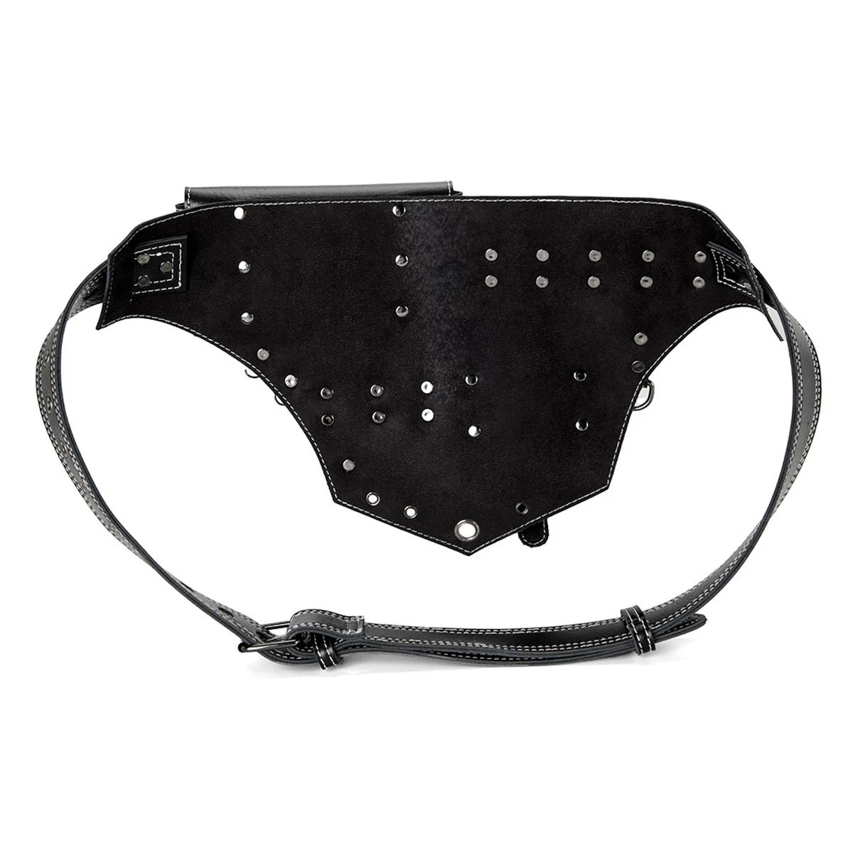 Steampunk PU Leather Women's Bag Retro Waist Bag Rivet Stitching Heavy-duty Design Belt Adjustable