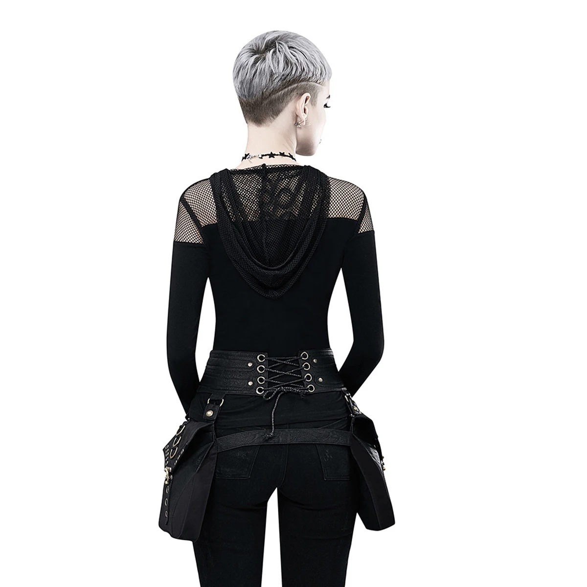 Steampunk PU Leather Women's Bag Retro Waist Bag Rivet Stitching Heavy-duty Design Belt Adjustable