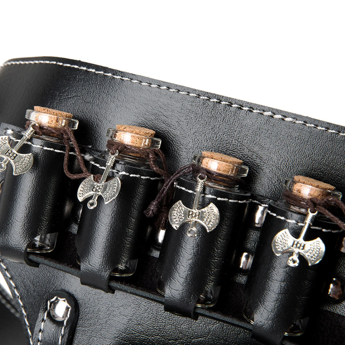 Steampunk PU Leather Women's Bag Retro Waist Bag Rivet Stitching Heavy-duty Design Belt Adjustable