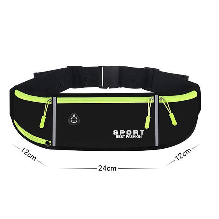 Reflective Waterproof Sports Kettle Waist Bag with Headphone Jack Ultra-Thin Running Waist Bag Trendy Simple and Portable