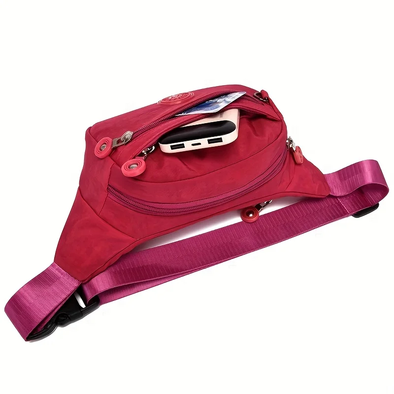 Lightweight Fanny Pack Crossbody Sling Bag, Multi Zipper Pockets Adjustable Wide Strap Waist Purse, Chest Bag for Women Running