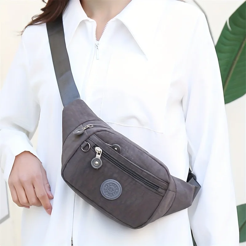 Lightweight Fanny Pack Crossbody Sling Bag, Multi Zipper Pockets Adjustable Wide Strap Waist Purse, Chest Bag for Women Running