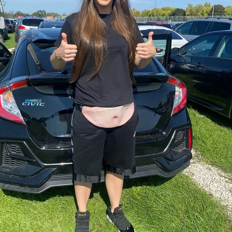 Fun Beer Belly Fanny Waist Packs Bag, Innovative Realistic Fake Dad Belly Adjustable Multifunctional Sports Hanging Waist Bag