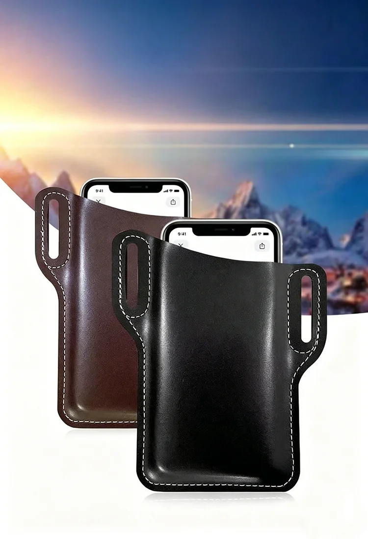Men's Lightweight Portable Belt Clip Phone Bag Retro Storage Waist Bag Multifunctional Phone Holder Wallet Outdoor Travel Hiking