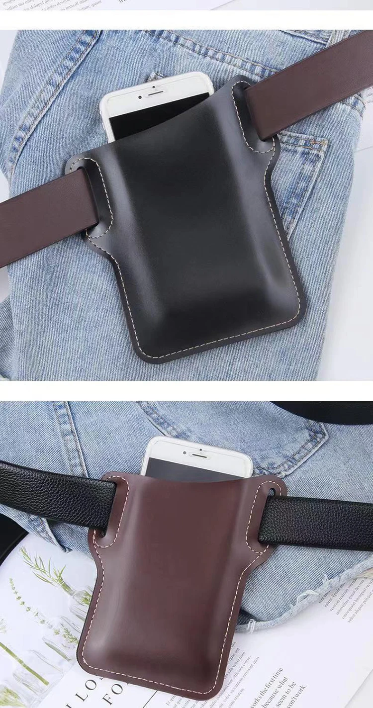 Men's Lightweight Portable Belt Clip Phone Bag Retro Storage Waist Bag Multifunctional Phone Holder Wallet Outdoor Travel Hiking