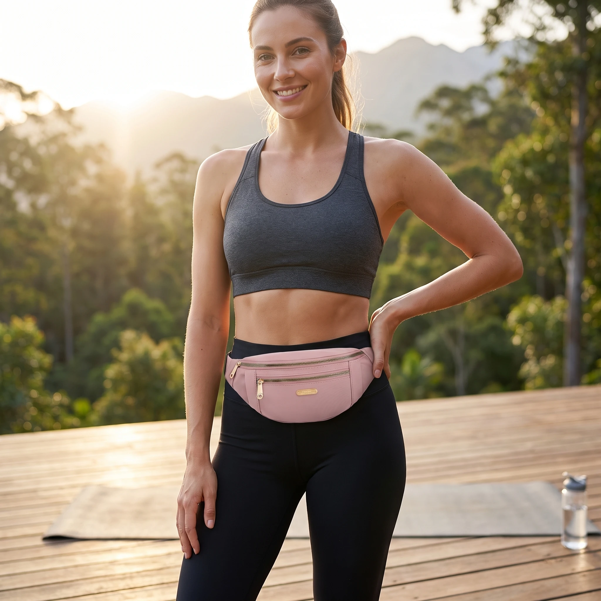 Pomelo Best Nylon Fanny Pack Water‑Repellent Multi Pocket Adjustable Sling Waist Chest Bag for Travel Sports Daily Use