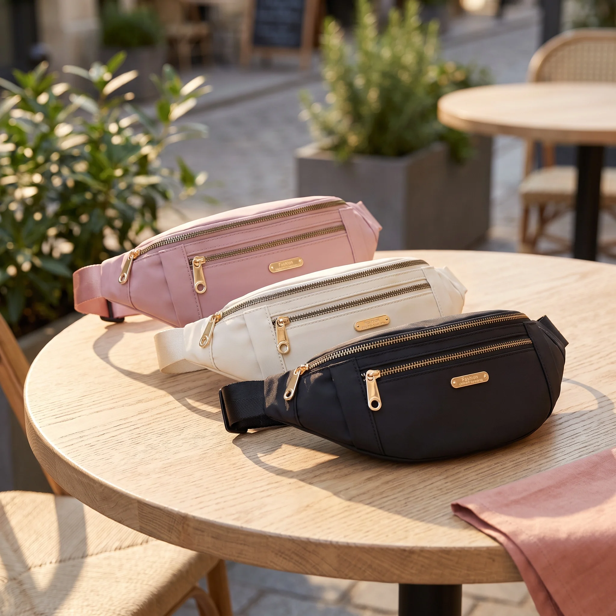 Pomelo Best Nylon Fanny Pack Water‑Repellent Multi Pocket Adjustable Sling Waist Chest Bag for Travel Sports Daily Use