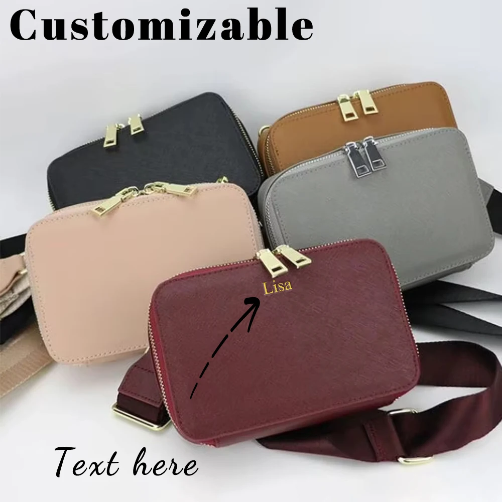 Customized Name Leather Waist Bag, Mobile Phone Bag, Small Bag, Key, Casual Money Bag, Hand-Held Bag