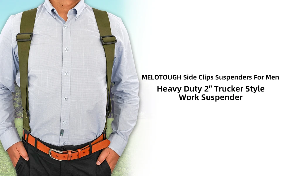 MELOTOUGH Outback Side Clip Trucker Suspenders/Perry Suspenders with 2 Inch Width Elastic