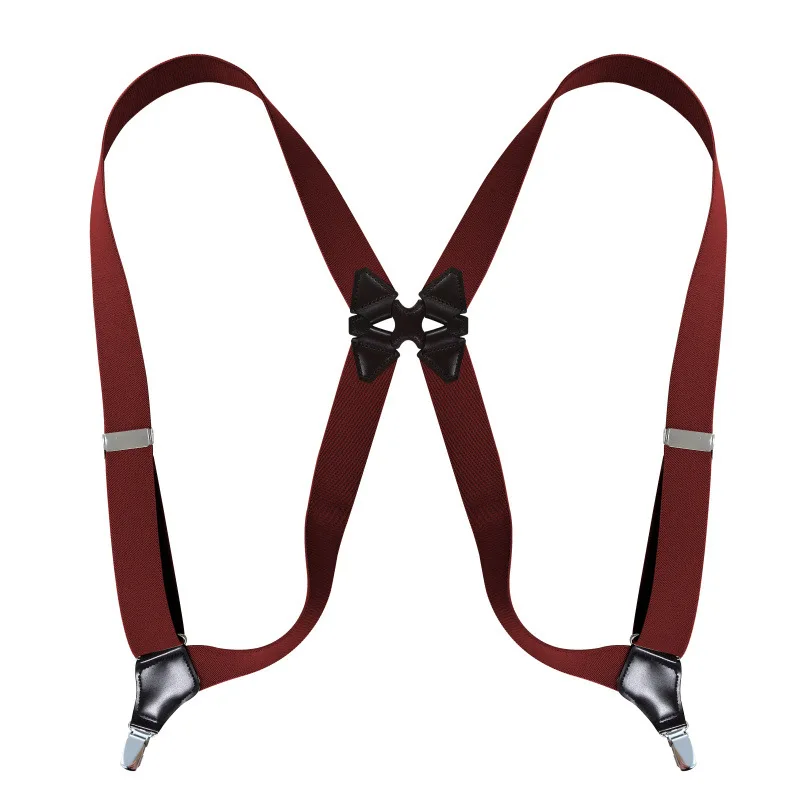 Hip-Clip Suspenders for Men Heavy Duty Big Tall 3.5cm 2 Clips Adjustable Elastic Trouser Braces Strap Belt Gifts for Dad Husband
