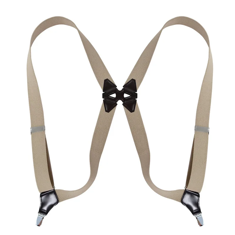 Hip-Clip Suspenders for Men Heavy Duty Big Tall 3.5cm 2 Clips Adjustable Elastic Trouser Braces Strap Belt Gifts for Dad Husband