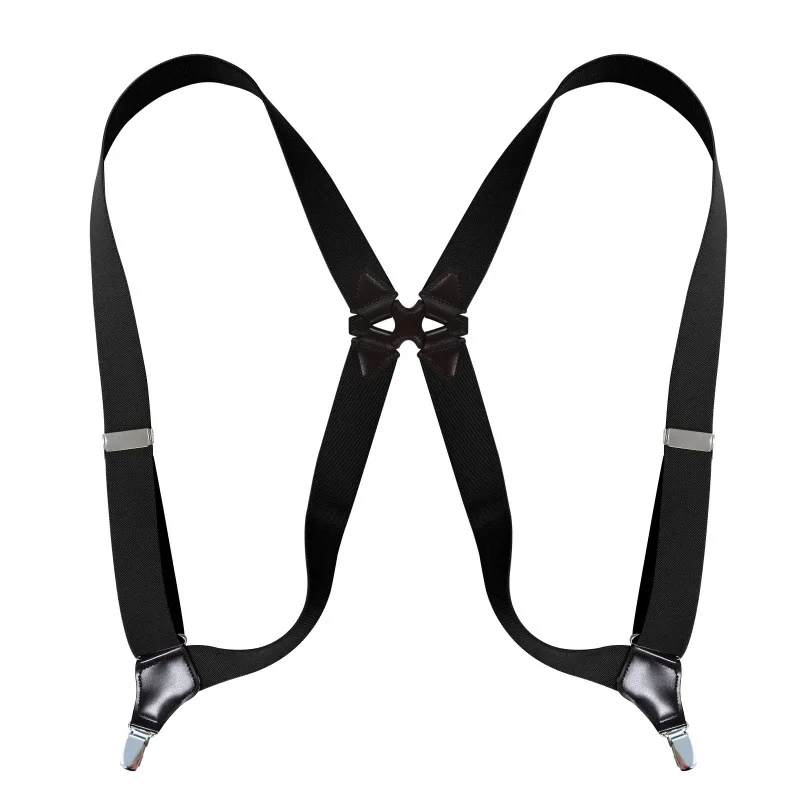 Hip-Clip Suspenders for Men Heavy Duty Big Tall 3.5cm 2 Clips Adjustable Elastic Trouser Braces Strap Belt Gifts for Dad Husband