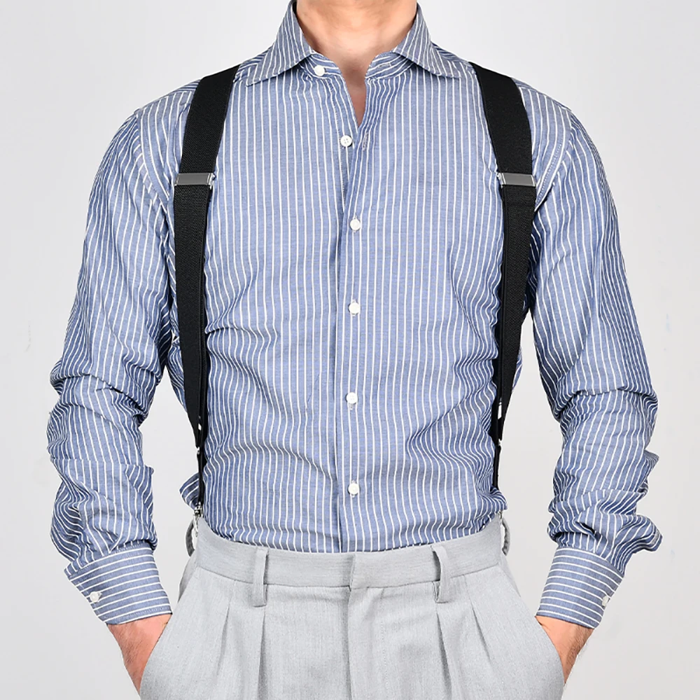 Hip-Clip Suspenders for Men Heavy Duty Big Tall 3.5cm 2 Clips Adjustable Elastic Trouser Braces Strap Belt Gifts for Dad Husband