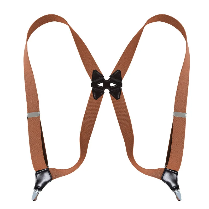 Hip-Clip Suspenders for Men Heavy Duty Big Tall 3.5cm 2 Clips Adjustable Elastic Trouser Braces Strap Belt Gifts for Dad Husband