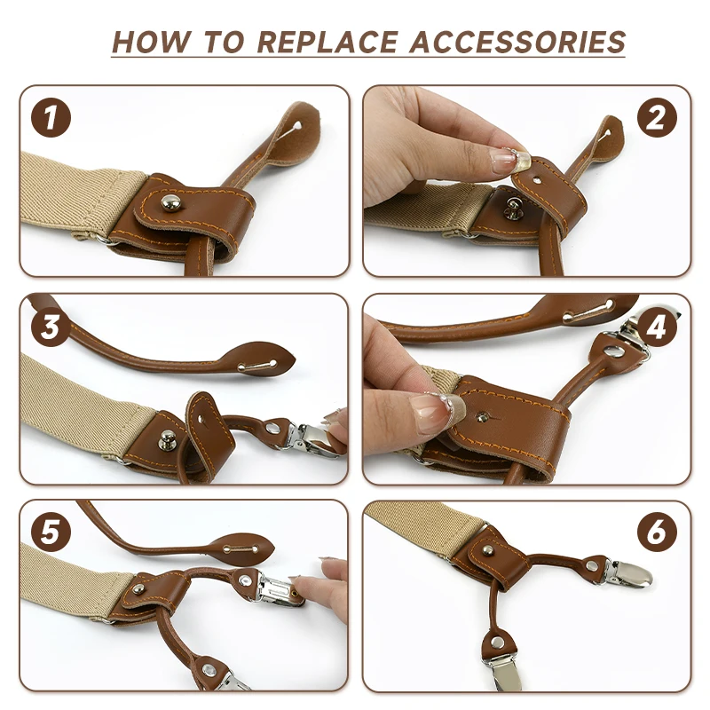 Deepeel 1Set 3.5*125cm Business Men Suspender Luxury Multi-set Suit 3/6 Clips Work Suspenders DIY Leather Elastic Male Jockstrap