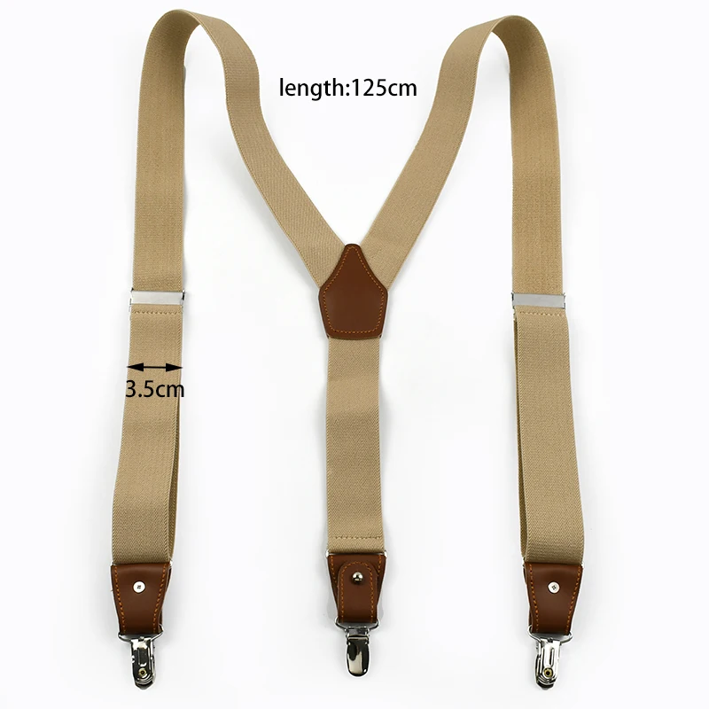 Deepeel 1Set 3.5*125cm Business Men Suspender Luxury Multi-set Suit 3/6 Clips Work Suspenders DIY Leather Elastic Male Jockstrap