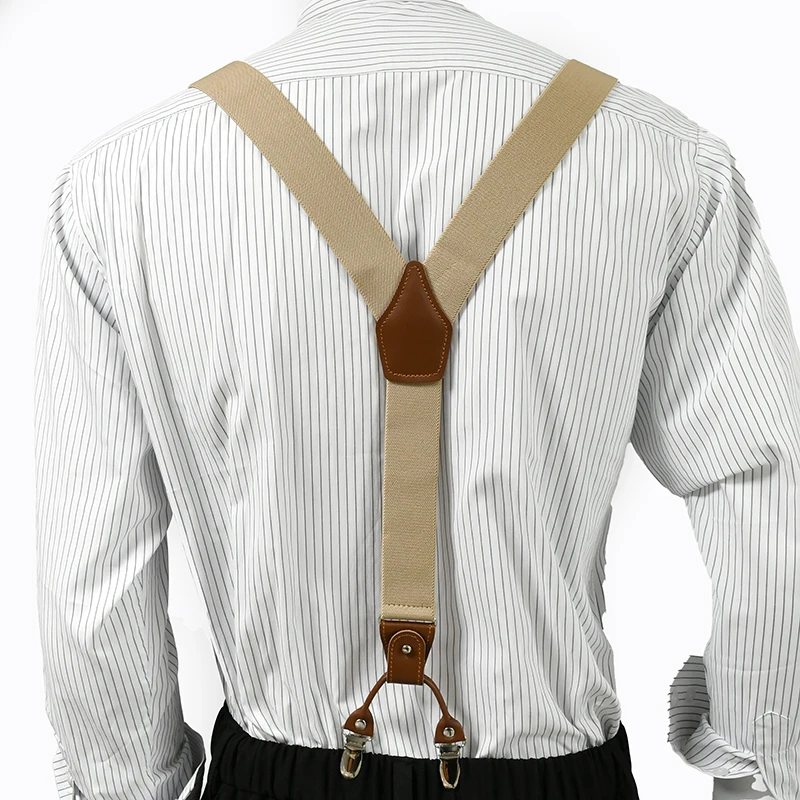 Deepeel 1Set 3.5*125cm Business Men Suspender Luxury Multi-set Suit 3/6 Clips Work Suspenders DIY Leather Elastic Male Jockstrap