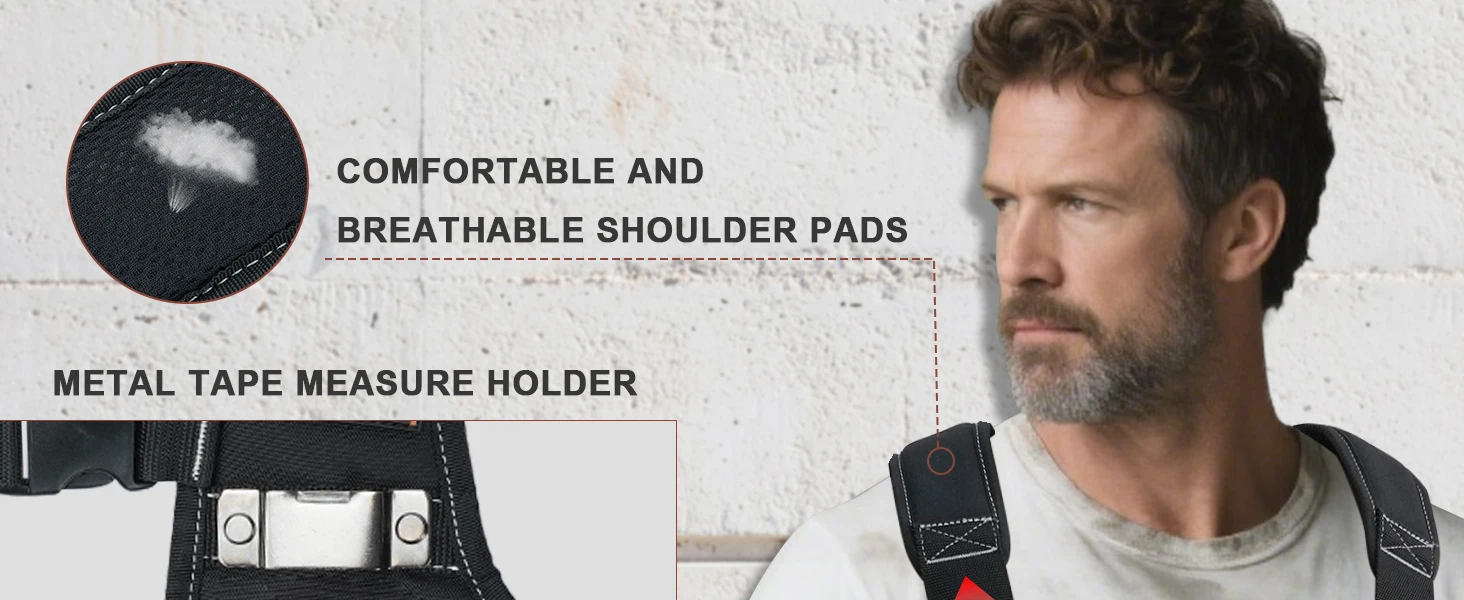 Leather Tool Vest for Men – Adjustable 37-Pocket Work Vest for Electricians, Carpenters, and Construction Workers