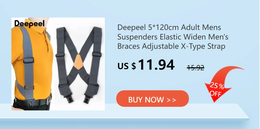 1Pc Deepeel 3.5cm Wide Adult Men's Suspender 2 Clips Adjustable Straps Elastic Braces Costume Suspenders Harness Man for Pants