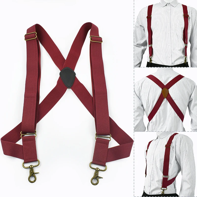 1Pc Deepeel 3.5cm Wide Adult Men's Suspender 2 Clips Adjustable Straps Elastic Braces Costume Suspenders Harness Man for Pants