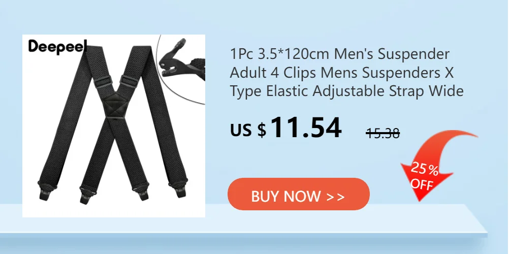1Pc Deepeel 3.5cm Wide Adult Men's Suspender 2 Clips Adjustable Straps Elastic Braces Costume Suspenders Harness Man for Pants