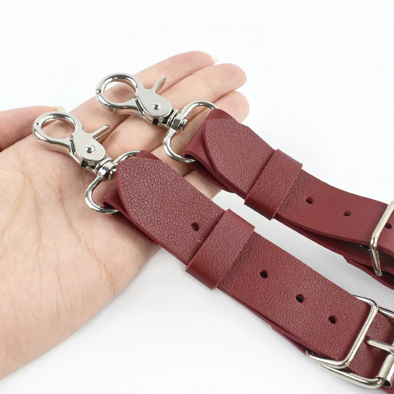 Deepeel 2.5cm Wide Faux Leather Men's Suspenders 2 Clip Hooks Adjust Strap Harness Man Braces Adult Costume Suspender Jockstrap