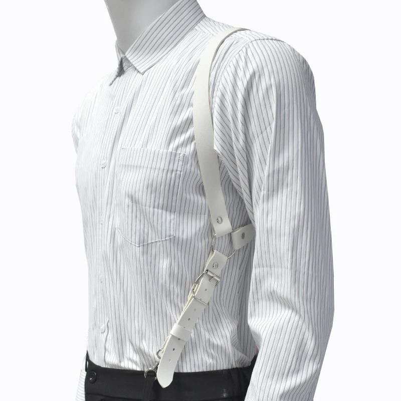 Deepeel 2.5cm Wide Faux Leather Men's Suspenders 2 Clip Hooks Adjust Strap Harness Man Braces Adult Costume Suspender Jockstrap