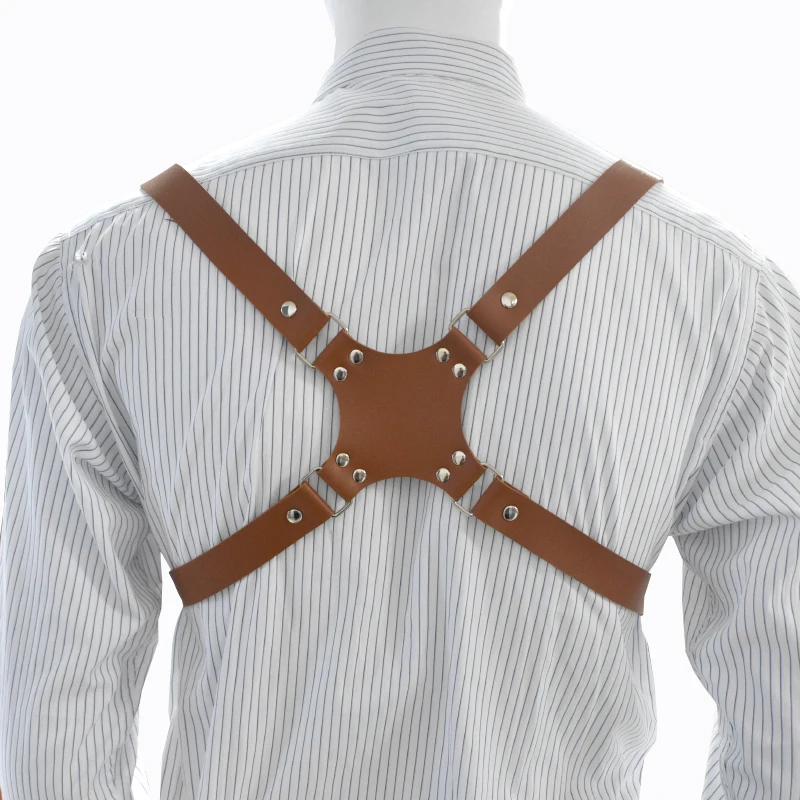 Deepeel 2.5cm Wide Faux Leather Men's Suspenders 2 Clip Hooks Adjust Strap Harness Man Braces Adult Costume Suspender Jockstrap